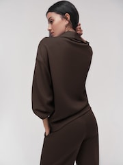 OSIA Brown Modal Zip Through Sweatshirt - Image 4 of 4