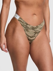 Victoria's Secret PINK Green Camo Thong Cotton Logo Knickers - Image 1 of 2