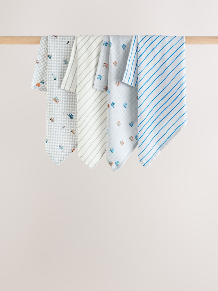 Mini Transport Baby Muslins Cloths 4 Pack - Image 1 of 5 Mini Transport Baby Muslins Cloths 4 Pack - Image 1 of 5