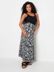 M&Co Blue Petite Black & White Damask Print Tiered Maxi Skirt - Image 2 of 5