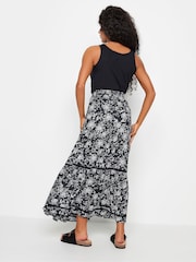 M&Co Blue Petite Black & White Damask Print Tiered Maxi Skirt - Image 3 of 5