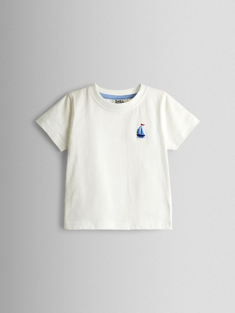 JoJo Maman Bébé Navy Blue Boat T-Shirt - Image 2 of 7