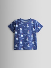 JoJo Maman Bébé Navy Blue Boat T-Shirt - Image 3 of 7