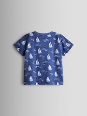 JoJo Maman Bébé Navy Blue Boat T-Shirt - Image 5 of 7