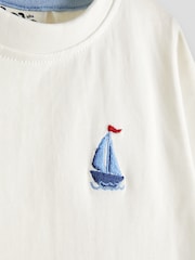 JoJo Maman Bébé Navy Blue Boat T-Shirt - Image 6 of 7