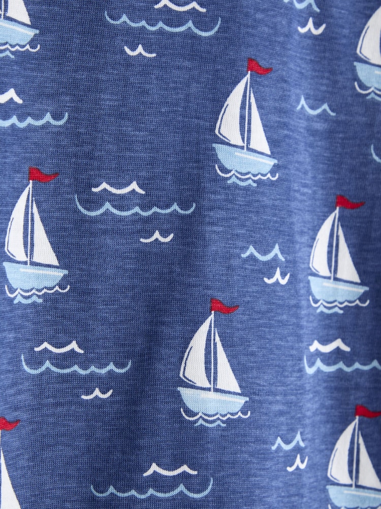 JoJo Maman Bébé Navy Blue Boat T-Shirt - Image 7 of 7