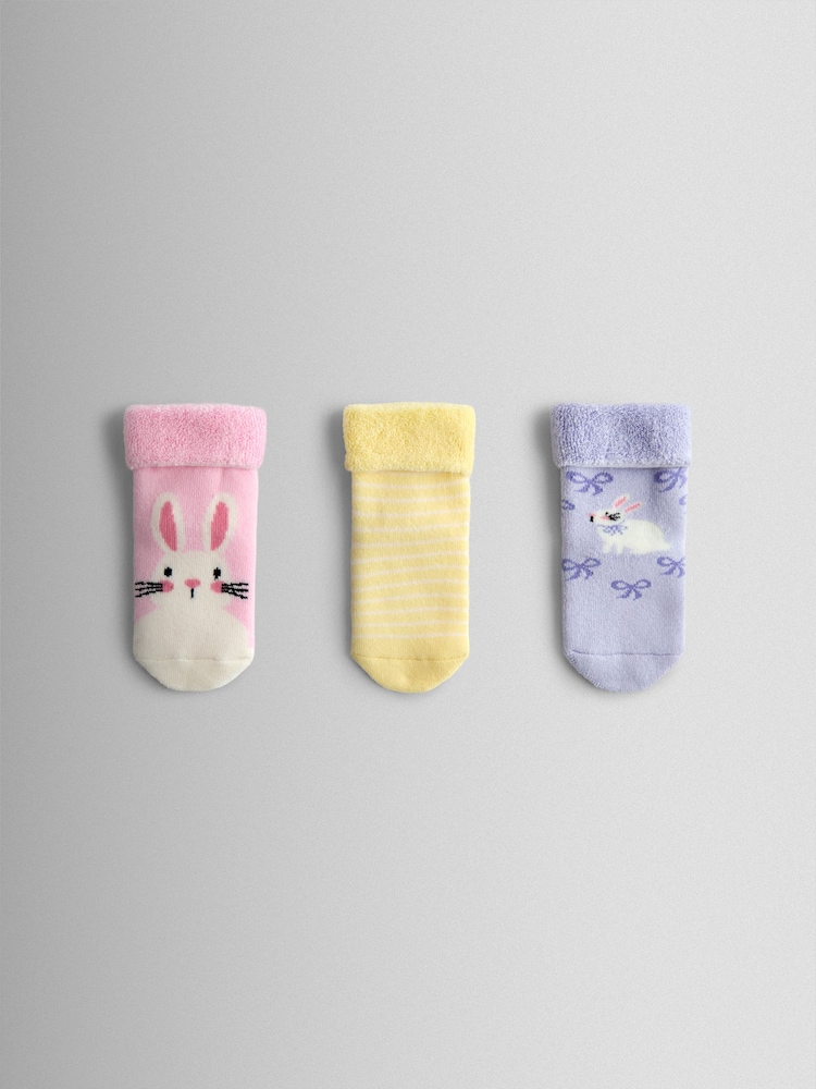 JoJo Maman Bébé Pastel 3-Pack Bunny Socks - Image 1 of 5