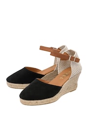 Ravel Black Suede Leather Espadrille Wedge Sandals - Image 2 of 4