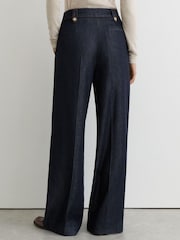 Reiss Indigo Kaia Petite Lyocell Topstitched Wide-Leg Trousers - Image 5 of 8