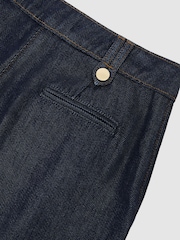 Reiss Indigo Kaia Petite Lyocell Topstitched Wide-Leg Trousers - Image 6 of 8