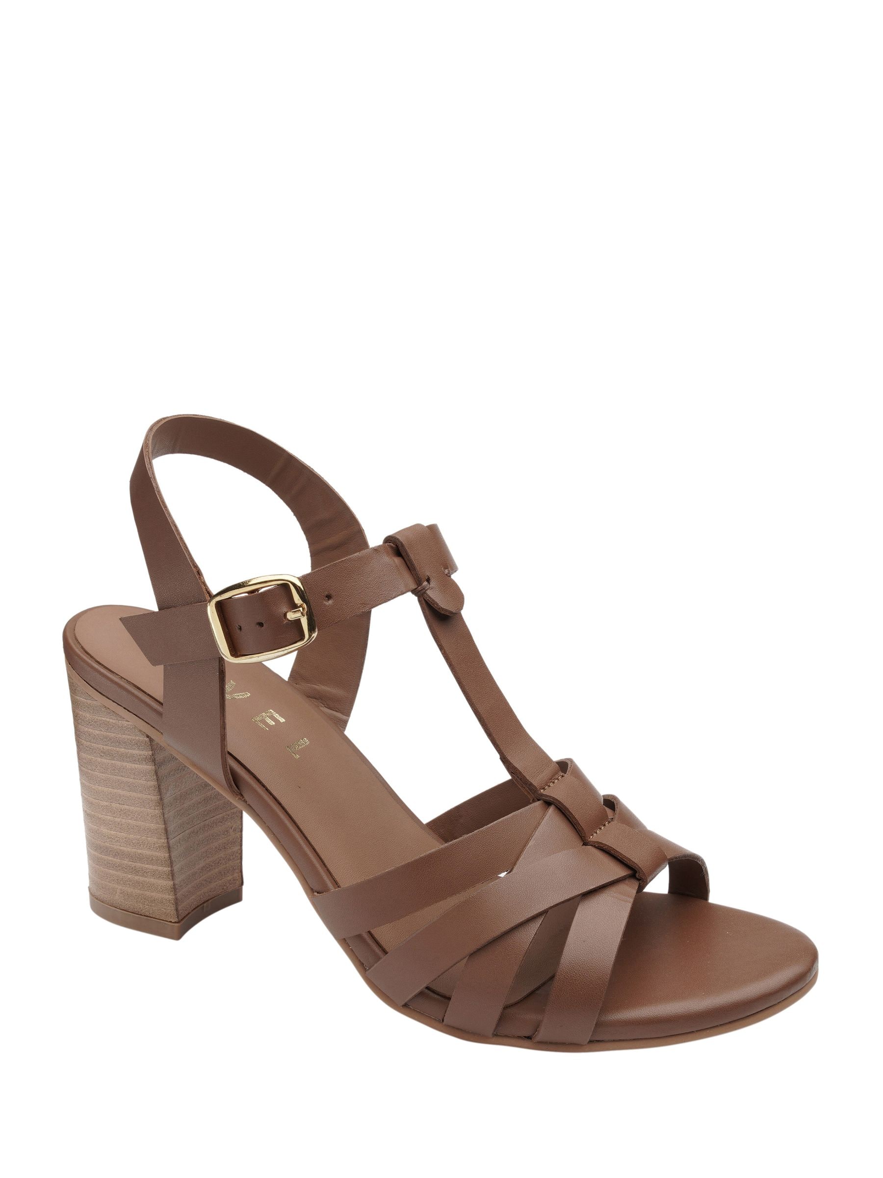 Ravel Women's Brown Strappy Closed Toe Block Heel Leather Sandals - Image 1