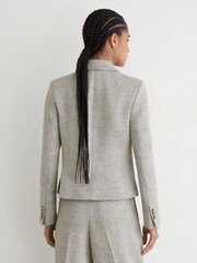 Blazer corto de traje Reiss Ezra de mezcla de lino con estampado de espiga - Imagen 8 de 9