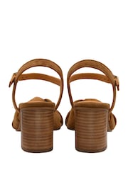 Ravel Knotted Front T Bar Block Heel Suede Leather Sandals - Afbeelding 3 van 4