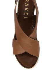 Braun - Ravel überkreuzte Ledersandalen mit Keilabsatz - Bild 4 von 4