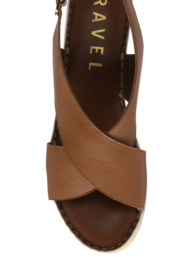 Braun - Ravel überkreuzte Ledersandalen mit Keilabsatz - Bild 4 von 4