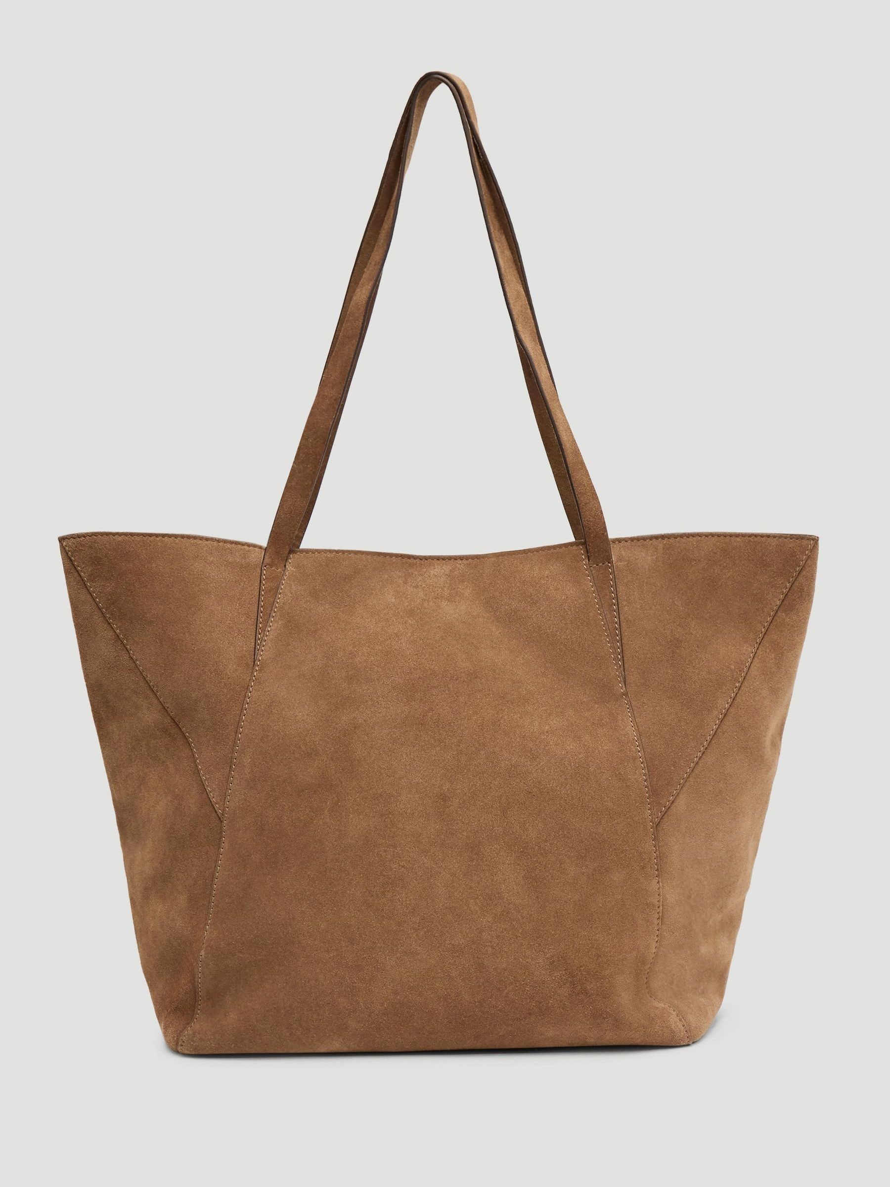 Buy Hush Brown Saffie Suede Panel Tote Bag from Next USA