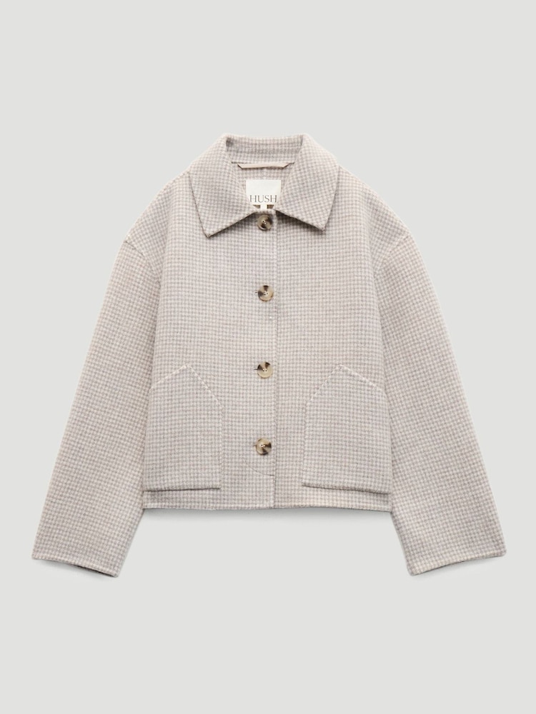 Hush Natural Checked Double Faced Jacket - Image 1 of 1 Hush Natural Checked Double Faced Jacket - Image 1 of 1