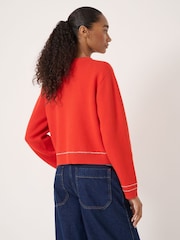 Hush Red Stitch Detail Cardigan With Wool - Image 4 of 6