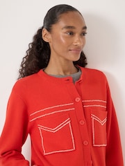 Hush Red Stitch Detail Cardigan With Wool - Image 5 of 6