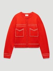 Hush Red Stitch Detail Cardigan With Wool - Image 6 of 6