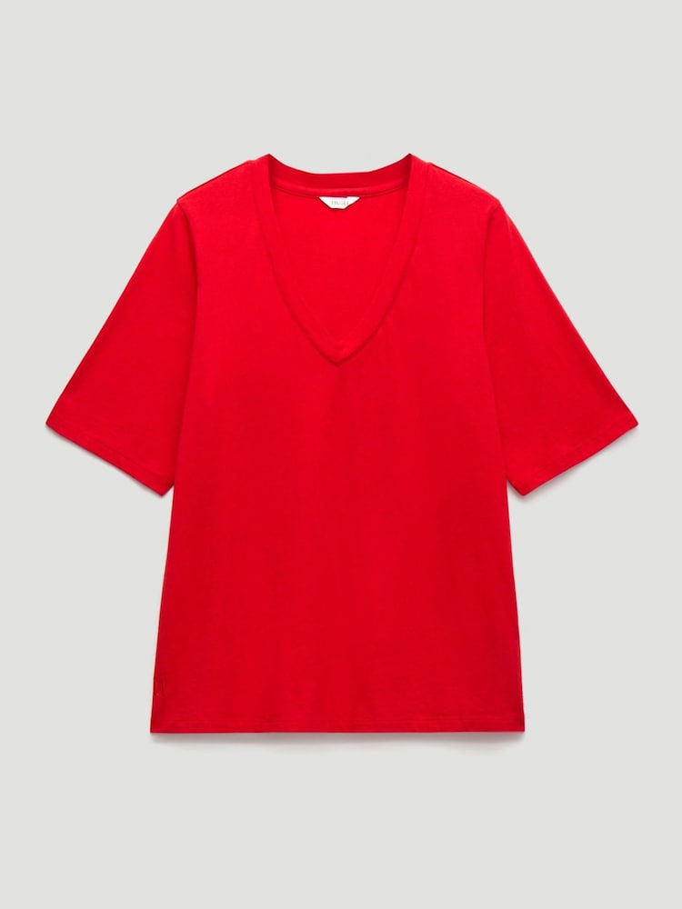 Hush Red Reece V-Neck Drapey T-Shirt - Image 1 of 1 Hush Red Reece V-Neck Drapey T-Shirt - Image 1 of 1