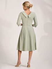 Jolie Moi Green 3/4 Sleeve Fold Neck Midi Dress - Image 2 of 6
