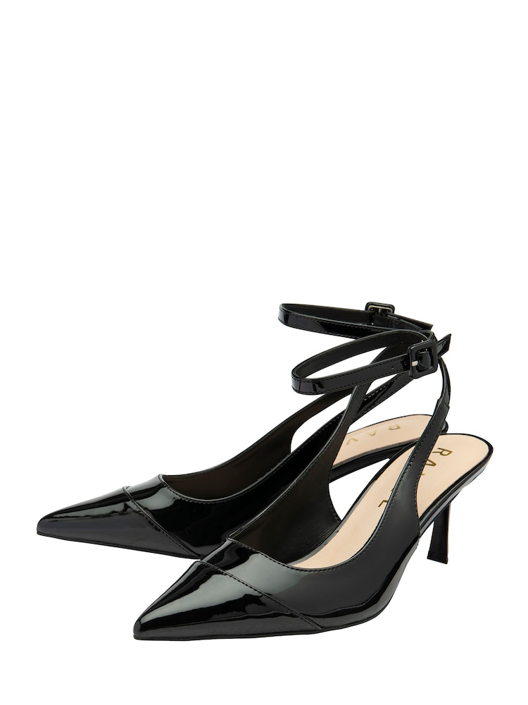 Ravel Black Slingback Court Shoes On A Kitten Heel - Image 2 of 4