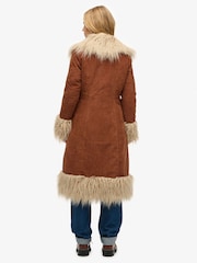 Superdry Brown Long Afghan Coat - Image 2 of 6