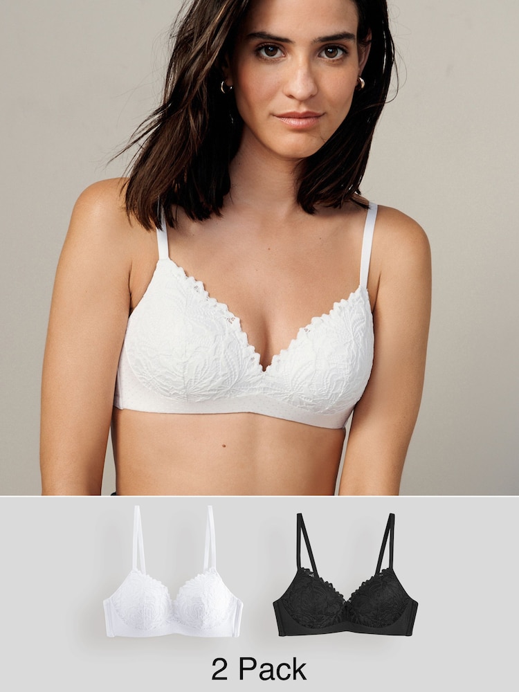 Black/White Pad Non Wire Lace Ultimate Comfort Bras 2 Pack - Image 1 of 14 Black/White Pad Non Wire Lace Ultimate Comfort Bras 2 Pack - Image 1 of 14