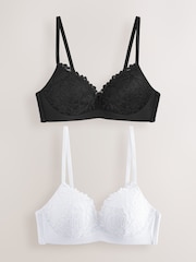 Black/White Pad Non Wire Lace Ultimate Comfort Bras 2 Pack - Image 11 of 14