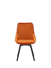 Barker and Stonehouse Orange Velvet Swivel Dining Chair - Image 3 of 5