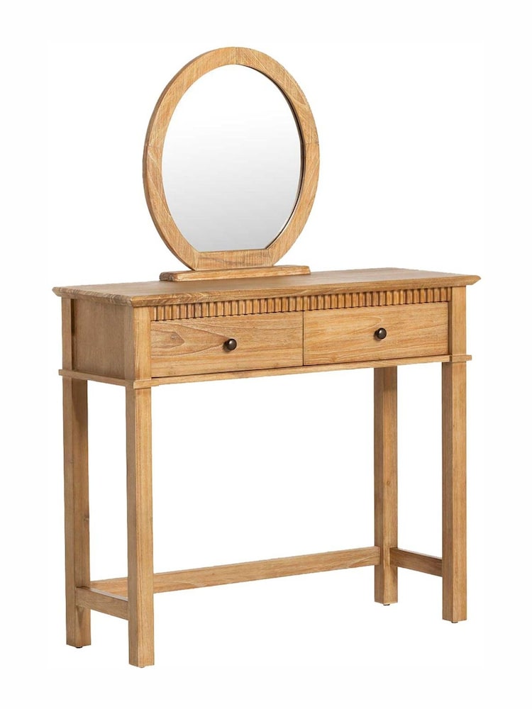 Barker and Stonehouse Natural Mindi Wood Dressing Table And Mirror - Image 1 of 7 Barker and Stonehouse Natural Mindi Wood Dressing Table And Mirror - Image 1 of 7