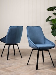 Barker and Stonehouse Blue Velvet Swivel Dining Chair - Image 1 of 6