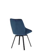 Barker and Stonehouse Blue Velvet Swivel Dining Chair - Image 3 of 6