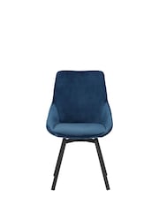 Barker and Stonehouse Blue Velvet Swivel Dining Chair - Image 4 of 6