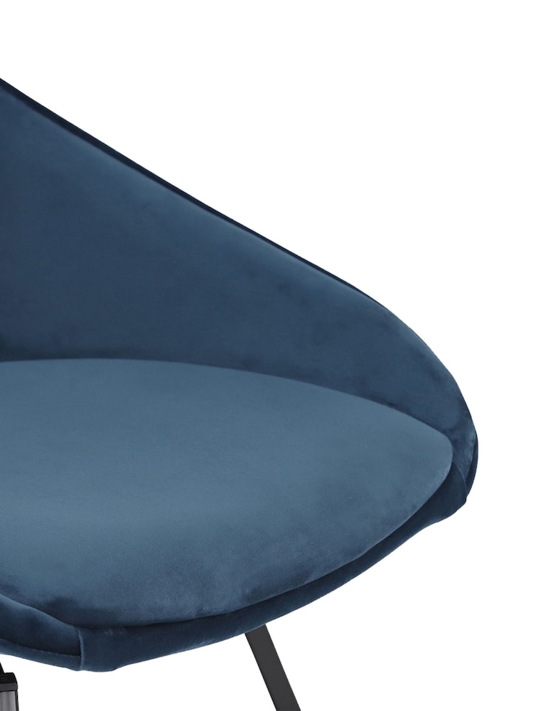 Barker and Stonehouse Blue Velvet Swivel Dining Chair - Image 6 of 6
