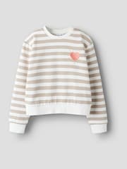 Name It White Stripe Heart Sweatshirt - Image 1 of 3