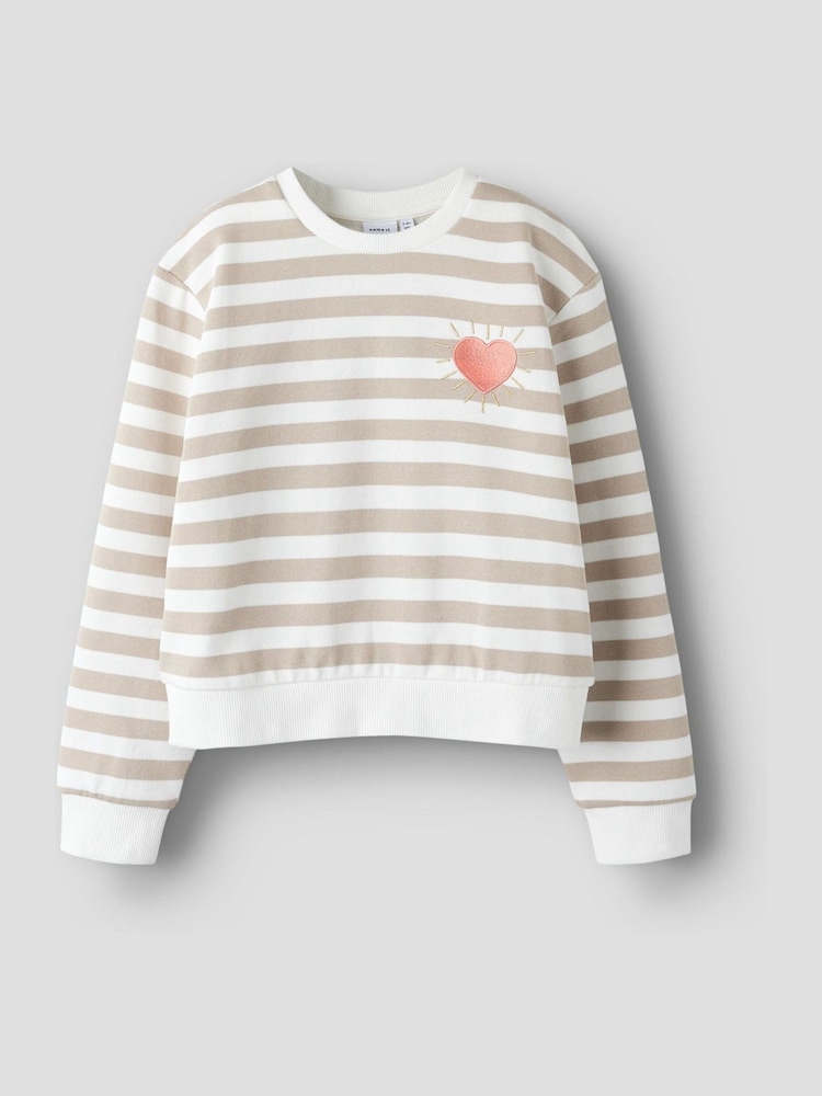 Name It White Stripe Heart Sweatshirt - Image 1 of 3