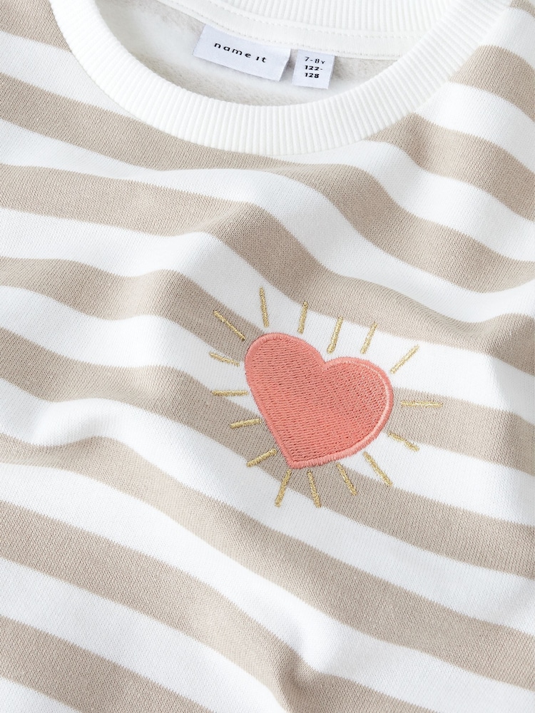 Name It White Stripe Heart Sweatshirt - Image 3 of 3