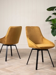 Barker and Stonehouse Gold Velvet Swivel Dining Chair - Image 1 of 6