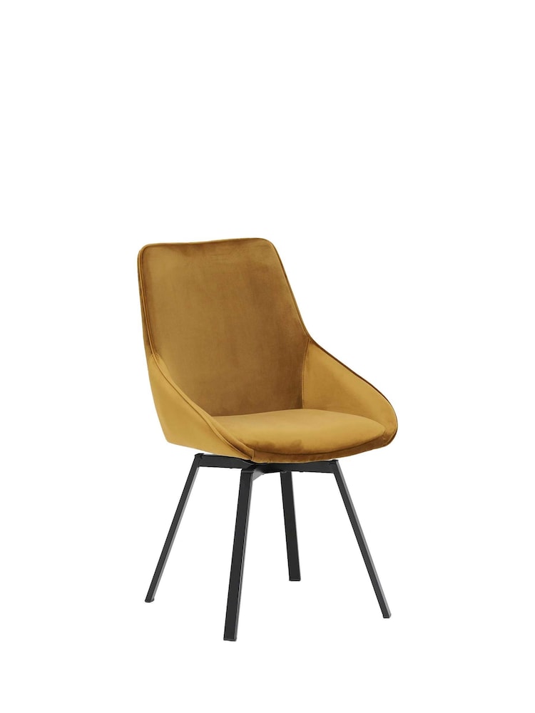 Barker and Stonehouse Gold Velvet Swivel Dining Chair - Image 2 of 6 Barker and Stonehouse Gold Velvet Swivel Dining Chair - Image 2 of 6
