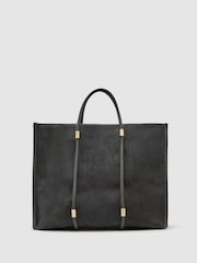 Reiss Grey Ramona Suede Oversized Tote Bag - Image 3 of 7