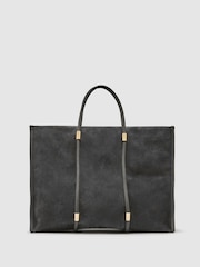 Reiss Grey Ramona Suede Oversized Tote Bag - Image 6 of 7