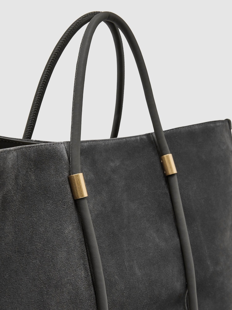 Reiss Grey Ramona Suede Oversized Tote Bag - Image 7 of 7 Reiss Grey Ramona Suede Oversized Tote Bag - Image 7 of 7