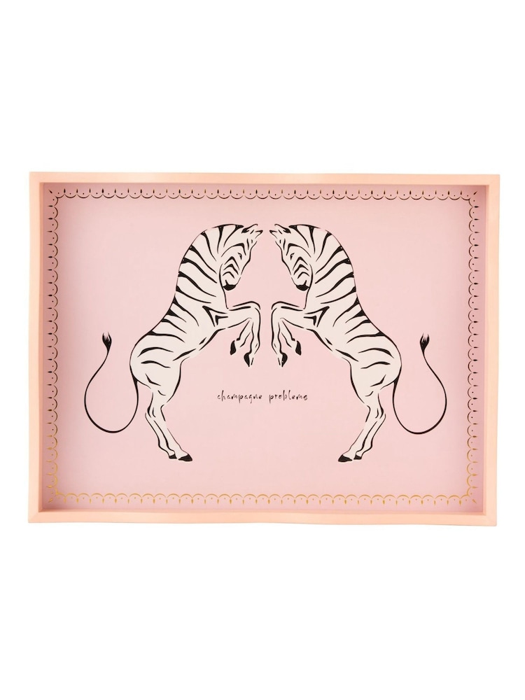 Yvonne Ellen Pink Zebra Rectangular Tray - Image 1 of 2