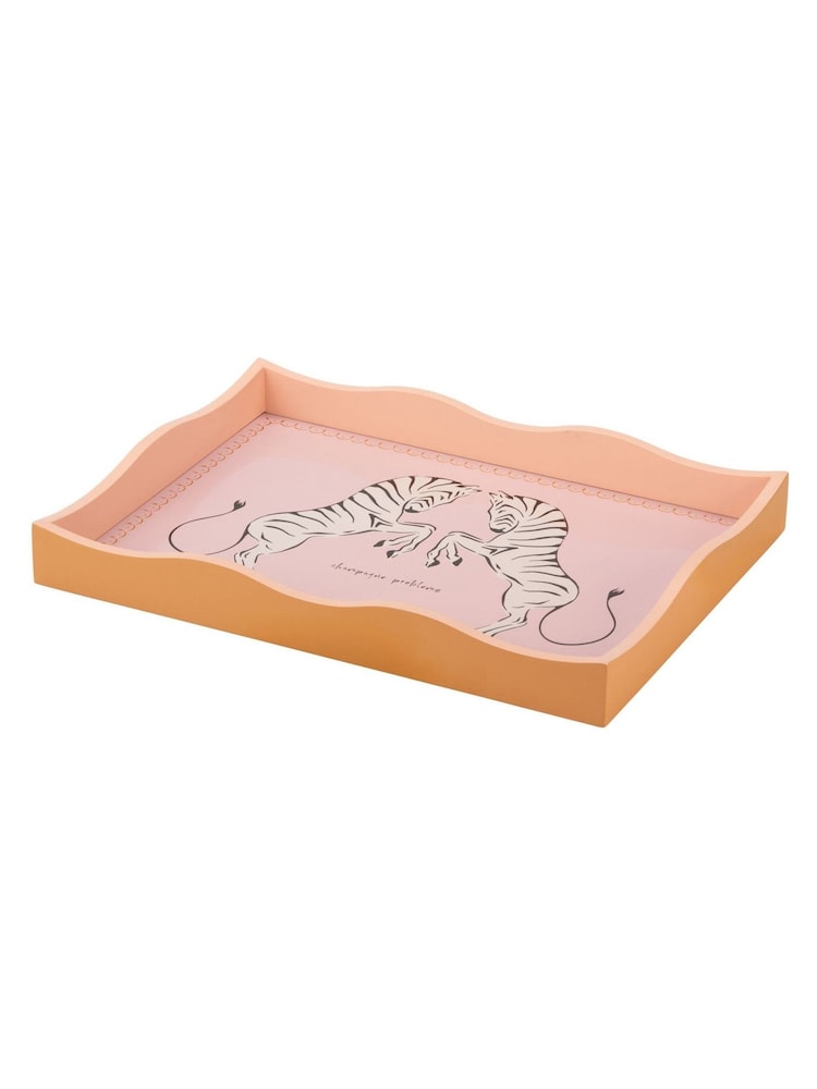 Yvonne Ellen Pink Zebra Rectangular Tray - Image 2 of 2