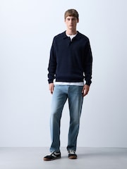 Light Blue Straight Fit Essential Stretch Jeans - Image 2 of 11