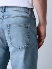 Light Blue Straight Fit Essential Stretch Jeans - Image 4 of 11