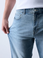Light Blue Straight Fit Essential Stretch Jeans - Image 6 of 11