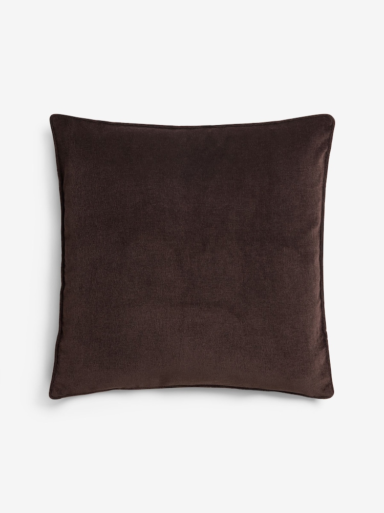 Chocolate Brown 45 x 45cm Soft Velour Cushion - Image 1 of 2 Chocolate Brown 45 x 45cm Soft Velour Cushion - Image 1 of 2